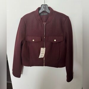Zara Burgundy Bomber Jacket